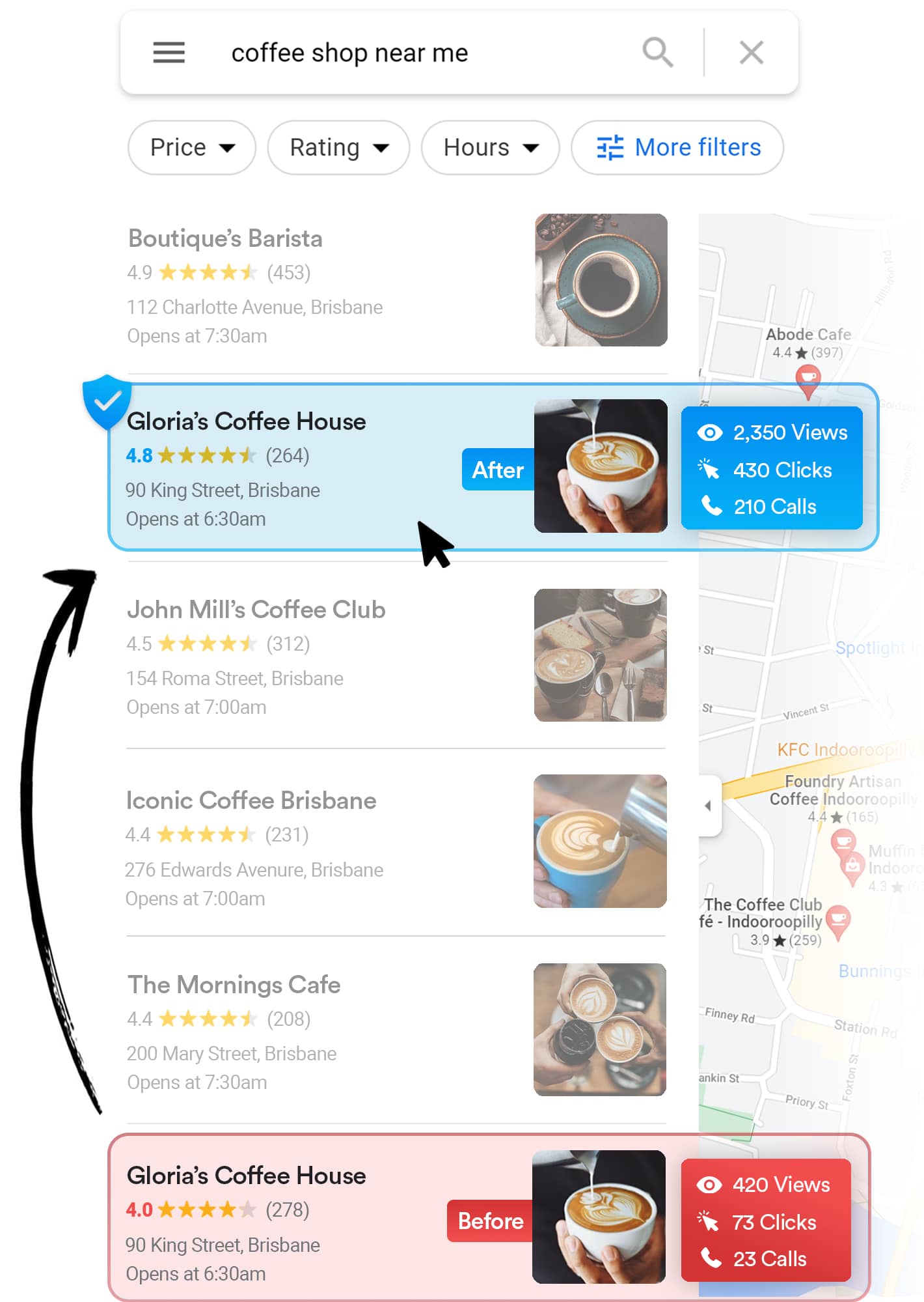 Before & After Google Maps Ranking